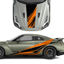 Hood en zijde grafische strepen Decal Kit voor Nissan GT-R
 3