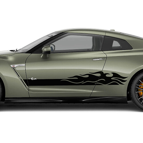 Zijdeuren Vlammen Strepen Decal Set voor Nissan GT-R
