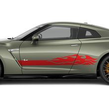Zijdeuren Vlammen Strepen Decal Set voor Nissan GT-R
 2