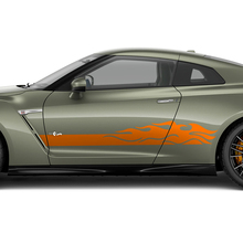 Zijdeuren Vlammen Strepen Decal Set voor Nissan GT-R
 3