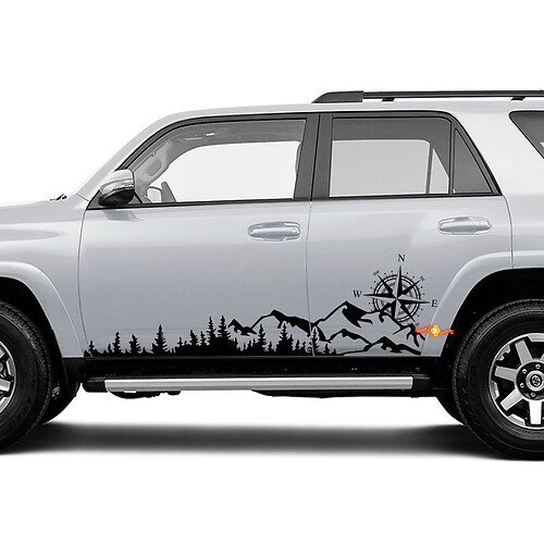 Zijbomen bergen en kompaszijde vinylsticker sticker geschikt voor Toyota 4Runner Tacoma Tundra
