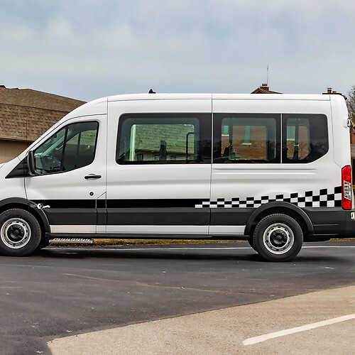 Ford Transit Geroolde vlaggenstrepen Zij deuren Afbeeldingen Vinyl Decal Sticker
