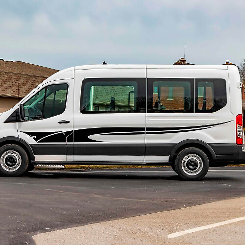 Ford Transit Geroolde vlaggenstrepen Zij deuren Afbeeldingen Vinyl Decal Sticker
