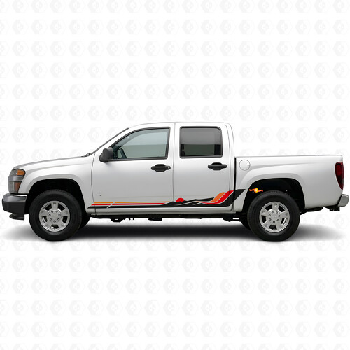 Retro Mountain Wave Deur- en Rocker Panel Vinyl Strepen voor Chevrolet Colorado 1e Generatie 2004-2012