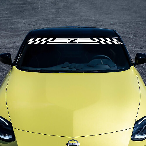 Voorruit z geruite streep stick -sticker voor Nissan Z Sport
