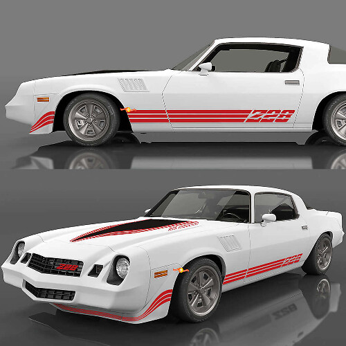 Retro motorkap zij vintage decals sticker strepen kit 2 voor Chevrolet Camaro Z28 1980-81