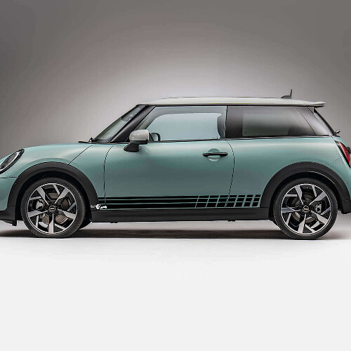 Racing geruite zijstrepen vinyl decal kit voor Mini Cooper S
