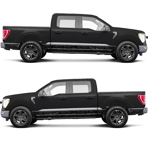 Side topografische grafische afbeeldingen vinylstickers sticker voor Ford F150 tremor