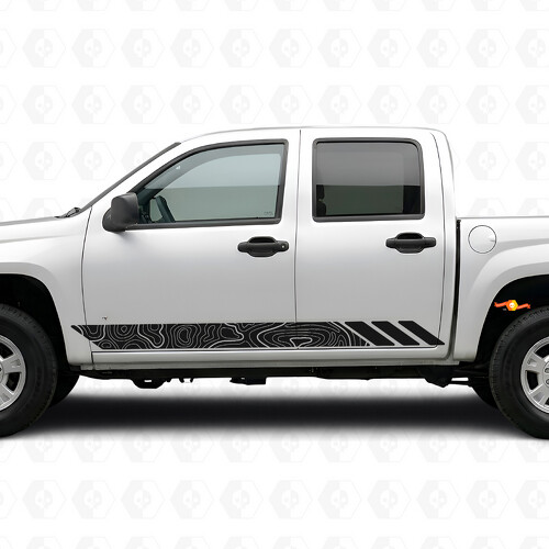 Topografische Contour Deur- & Sierlijst Vinyl Strepen voor Chevrolet Colorado 1e Gen 2004-2012