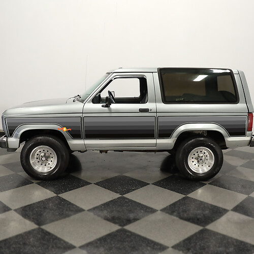 Paar zijkant retro grijze schaduwen vintage strepen vinylstickers stickers voor Ford Bronco 1984
