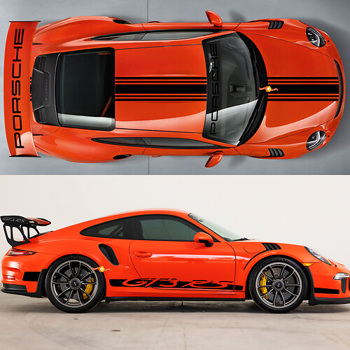 Stickers kit kap dak staart spoiler strepen martini stijl sticker sticker voor porsche 991 gt3 rs
