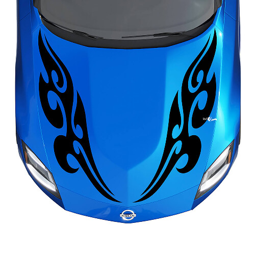 Motorkap Tribal Vlammen Streep Decal Set voor Nissan Z Sport
