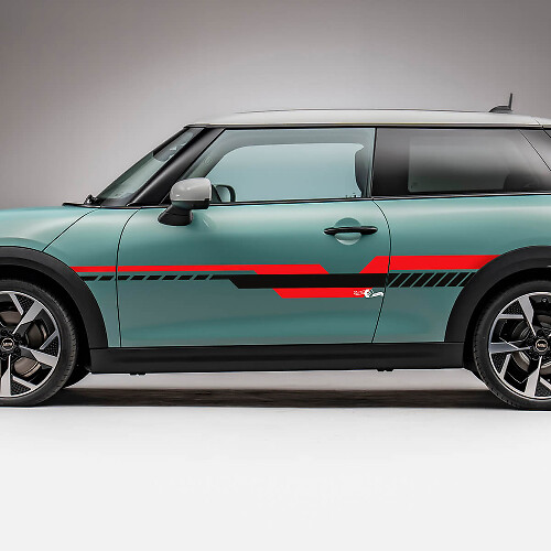 Zijrace 2 kleuren strepen graphics sticker voor Mini Cooper S 3
