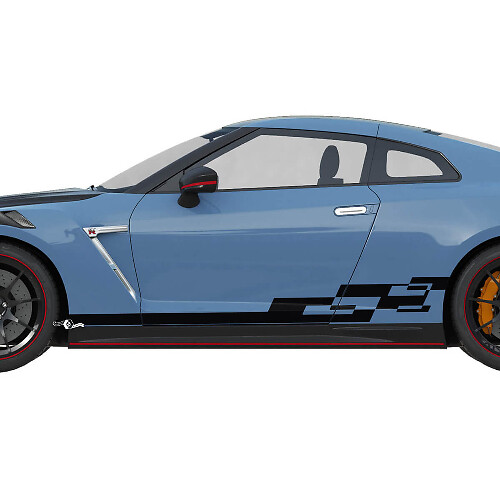Side geruite grafische strepen Decal Kit voor Nissan GT-R
