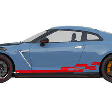 Side geruite grafische strepen Decal Kit voor Nissan GT-R
 2