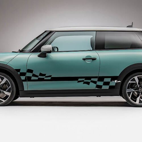 Zijraces geruite strepen Graphics Decal voor Mini Cooper S 3
