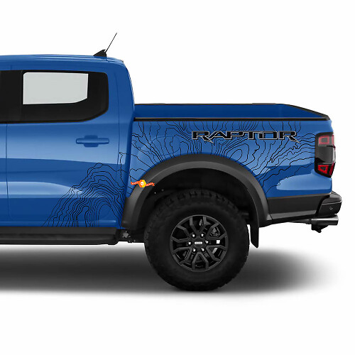 Topografische kaart Splash Decal grafische stickers stickers voor 2025 Ford Ranger Raptor
