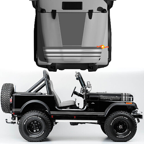 Kit van Hood Fender Jeep Renegade CJ7 Vinylstickers Stickers Stickers Grafische lijnen Grijze stijl Kies kleuren
