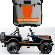 Kit van Hood Fender Jeep Renegade CJ7 Vinylstickers Stickers Stickers Grafische lijnen Grijze stijl Kies kleuren
 2