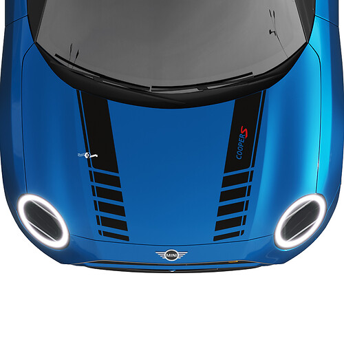 Hood Racing Stripes Rally Decal grafische sticker voor Mini Cooper S
