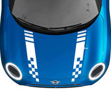 Motorkap Geruite Racestrepen Rally Decal grafische sticker voor MINI Cooper S
 2