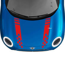 Motorkap Geruite Racestrepen Rally Decal grafische sticker voor MINI Cooper S
 3