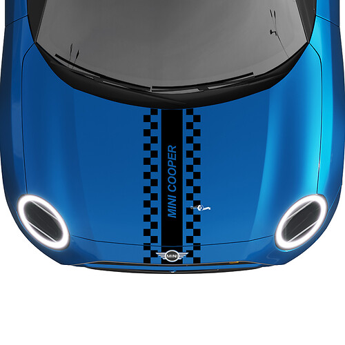 Hood geruite racing centrale streep rally sticker grafische sticker voor mini cooper s
