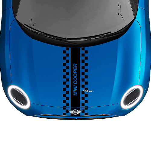 Motorkap Geruite Race Centrale Streep Rally Sticker graphics sticker voor MINI Cooper S
