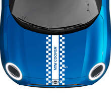 Motorkap Geruite Race Centrale Streep Rally Sticker graphics sticker voor MINI Cooper S
 2