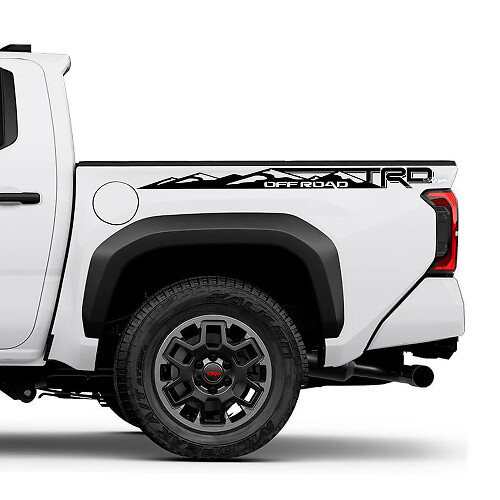 Mountains TRD off Road zijbed truckstriping stickers voor Toyota Tacoma 4e generatie