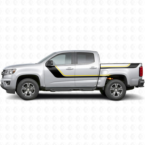 Vliegende Bovenste Accent Deur- & Bedside Vinyl Strepen voor Chevrolet Colorado 2e Generatie 2015-2022