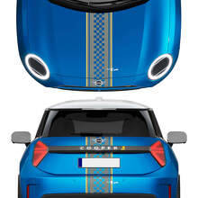 Kap en achterste geruite strepen mini cooper vinyl grafische sticker sticker voor mini cooper s
 2