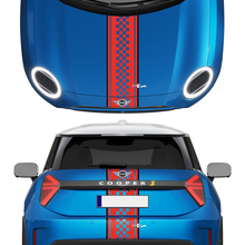 Kap en achterste geruite strepen mini cooper vinyl grafische sticker sticker voor mini cooper s
 3