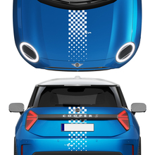 Kap en achterste geruite strepen mini cooper vinyl grafische sticker sticker voor mini cooper
 2