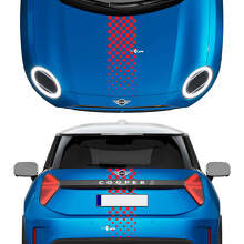 Kap en achterste geruite strepen mini cooper vinyl grafische sticker sticker voor mini cooper
 3