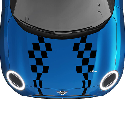 Hood geruite strepen Mini Cooper Vinyl Graphics Decal Sticker voor Mini Cooper
