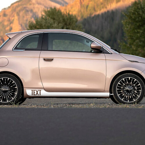 Aangepaste tekst dorpelstrip sticker zijgrafieken strepen voor Fiat 500