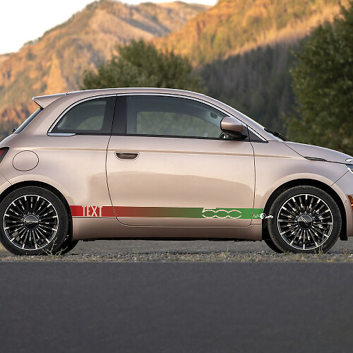Aangepaste tekst dorpel gradiëntkleur streep sticker zijgraphics strepen voor Fiat 500