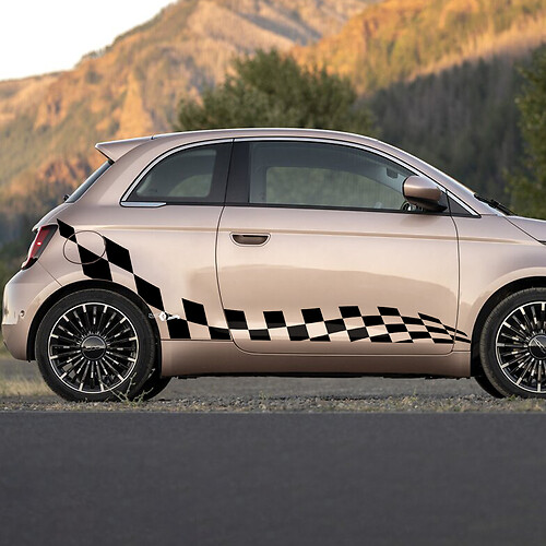 Deuren geruite vlag Decal Side grafische strepen voor Fiat 500 2
