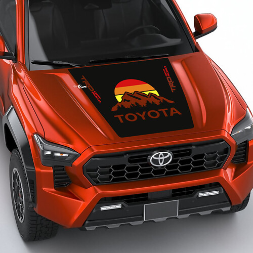 TRD Off Road Mountains Vintage Retro Heritage Stripes Wrap Hood Decal Sticker voor Toyota Tacoma 4e Gen
