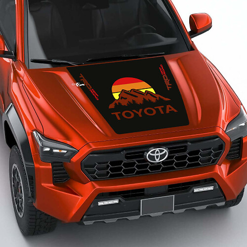 TRD off Road Mountains Vintage Retro Heritage Strepen Wrap Hood sticker voor Toyota Tacoma 4e generatie
