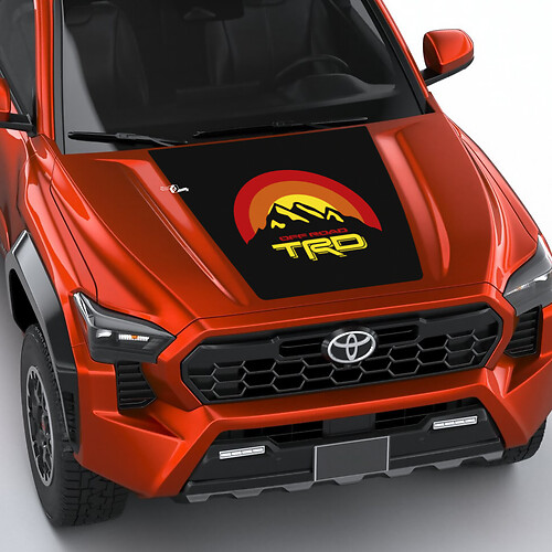 TRD Mountains Vintage Retro Heritage Sun Stripes Hood Decal Sticker voor Toyota Tacoma 4e Gen
