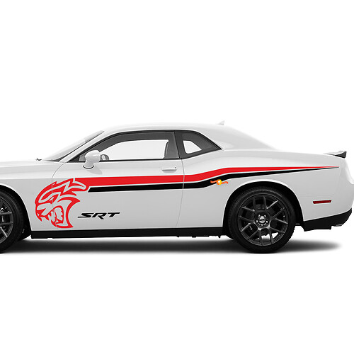 Twee kleuren srt hellcat zijstrepen stickers stickers voor Dodge Challenger of Charger
