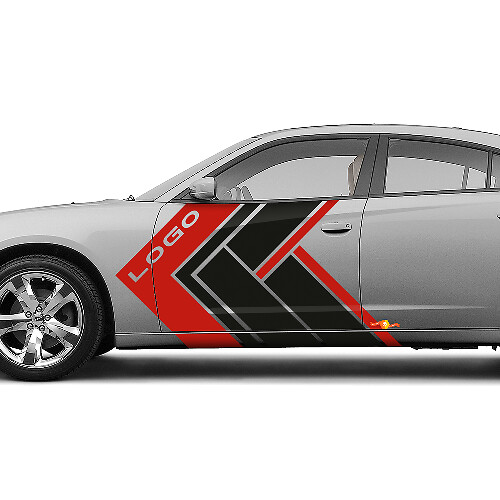 Custom Logo Geometrische Zijstrepen Vinyl Stickers Set Voor Dodge Charger