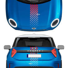 Motorkap en achterruit geruite verloopstrepen Mini Cooper Vinyl graphics decal Sticker voor Mini Cooper S
 2