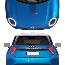 Motorkap en achterruit geruite verloopstrepen Mini Cooper Vinyl graphics decal Sticker voor Mini Cooper S
 3