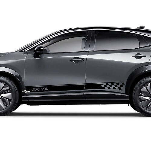 Vlag Geruit Zijdes Racing Logo Accent Strepen Grafische Decal Kit voor Nissan ARIYA