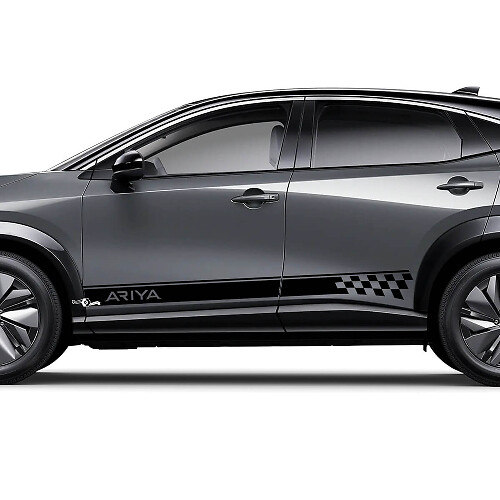 Zijden Geruite Racestrepen Grafische Decal Set voor Nissan ARIYA
