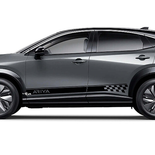 Zijden Geruite Racestrepen Grafische Decal Set voor Nissan ARIYA
