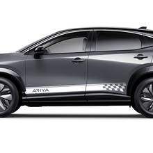 Zijden Geruite Racestrepen Grafische Decal Set voor Nissan ARIYA
 2
